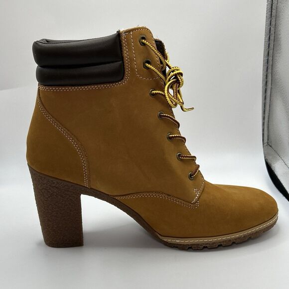 Timberland Women’s 11 9” Tall Wheat Nubuck Leather Heel Booties Tillston DISPLAY - Picture 6 of 15